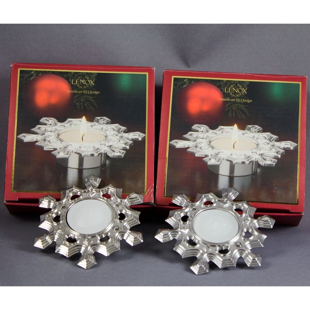 Lenox Silverplated Snowflake Votive Candle Holder Set of 2 American By Design
